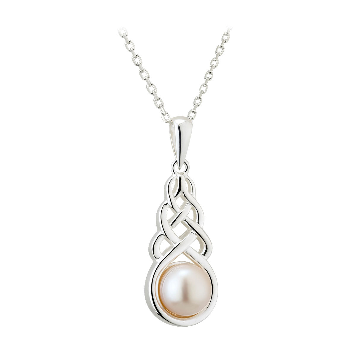 sterling silver fresh water pearl celtic knot pendant s46364 from Solvar