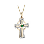 10k gold diamond and emerald cross pendant s46499 from Solvar
