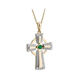 10k gold diamond and emerald cross pendant s46499 from Solvar