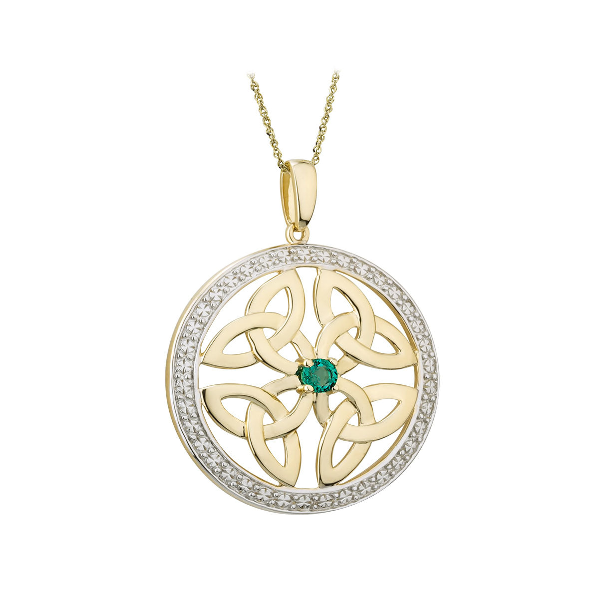 10k gold emerald round four trinity knot necklace s46515 from Solvar
