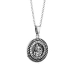Oxidised sterling silver gents St Christopher round medal pendant S46843 from Solvar