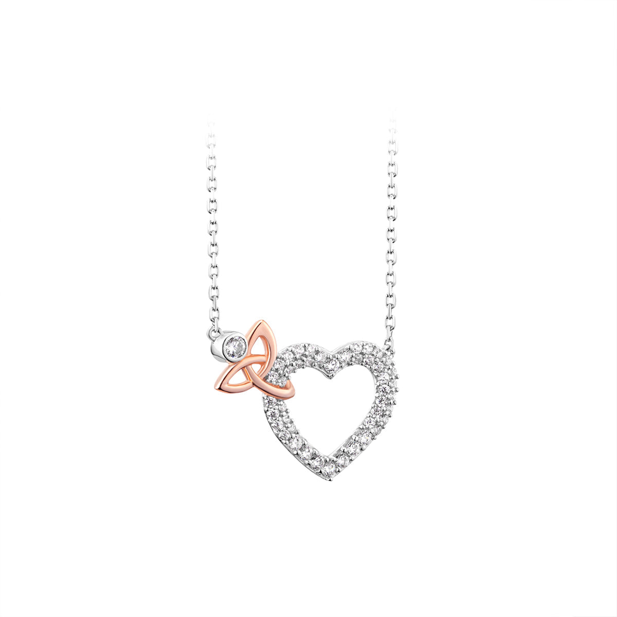 Stock image of sterling silver Celtic Crystal heart necklet S46917 made by Solvar jewellery