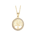 Solvar 14k gold diamond round tree of life necklace S46930