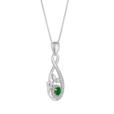 Stock image of Solvar Sterling Silver Green Crystal Celtic Drop Necklace S46939