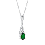 Stock image of Solvar Sterling Silver Green Cz Trinity Knot Necklace S46967