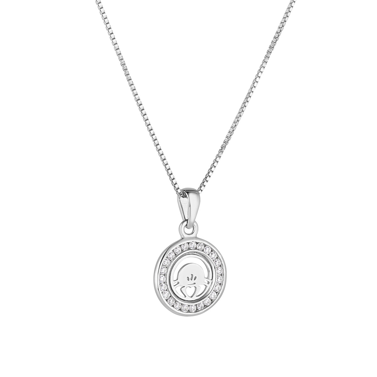 Stock image of Solvar kids cz claddagh pendant in silver s47009