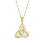 stock image of Solvar 18k gold flush set diamond large trinity knot necklace s47043