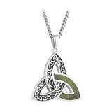 Gents Connemara Marble Large Celtic Trinity Knot Necklace S47060 on white background