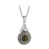 Sterling Silver Marble & Marcasite Trinity Necklace S47085 on the white background