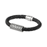 sterling silver celtic knot design black leather bracelet s50041 from Solvar
