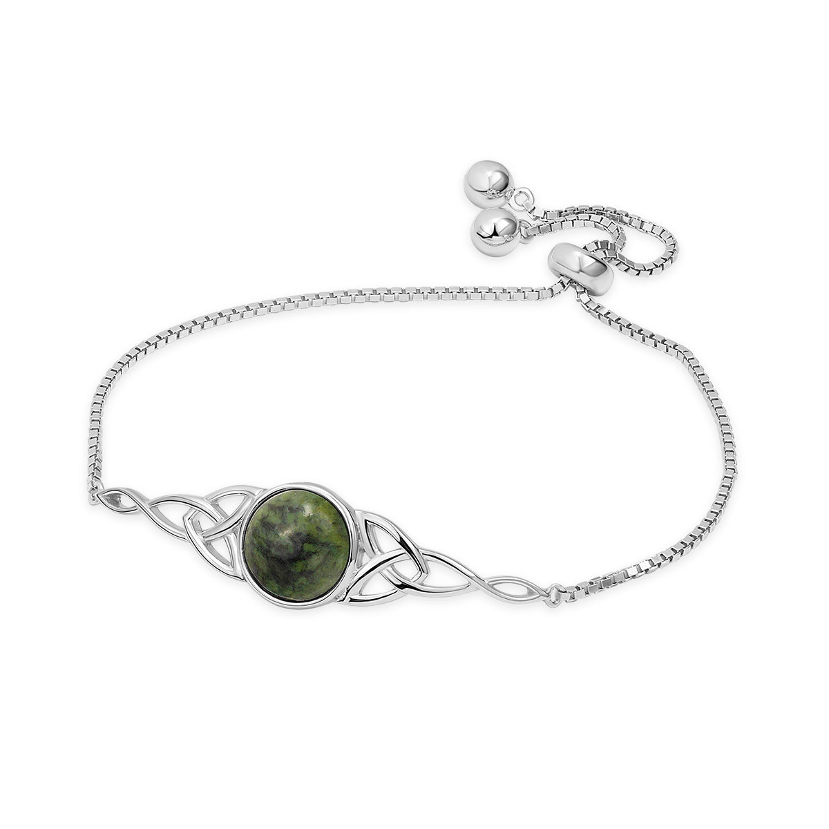 Sterling silver connemara marble stone round centre with trinity knot design bracelet S50116 from Solvar