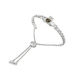 Sterling silver claddagh draw string bracelet S50146 with connemara marble stone at the Claddagh heart from Solvar