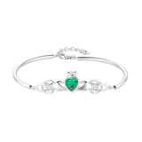Stock image of Solvar Sterling Silver Large Green Cz Heart Claddagh Bangle S50162