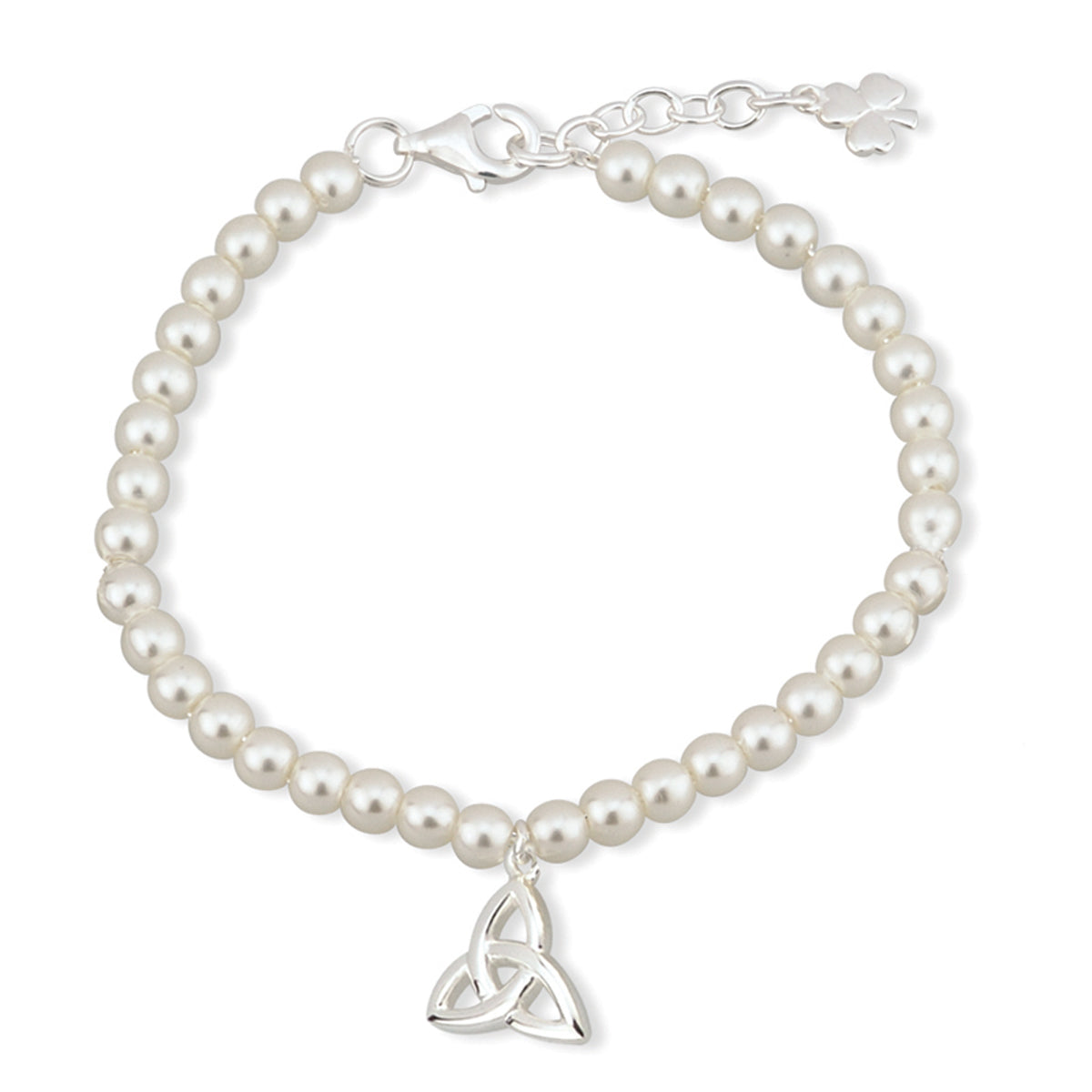rhodium plated pearl trinity knot communion bracelet s5675 from Solvar