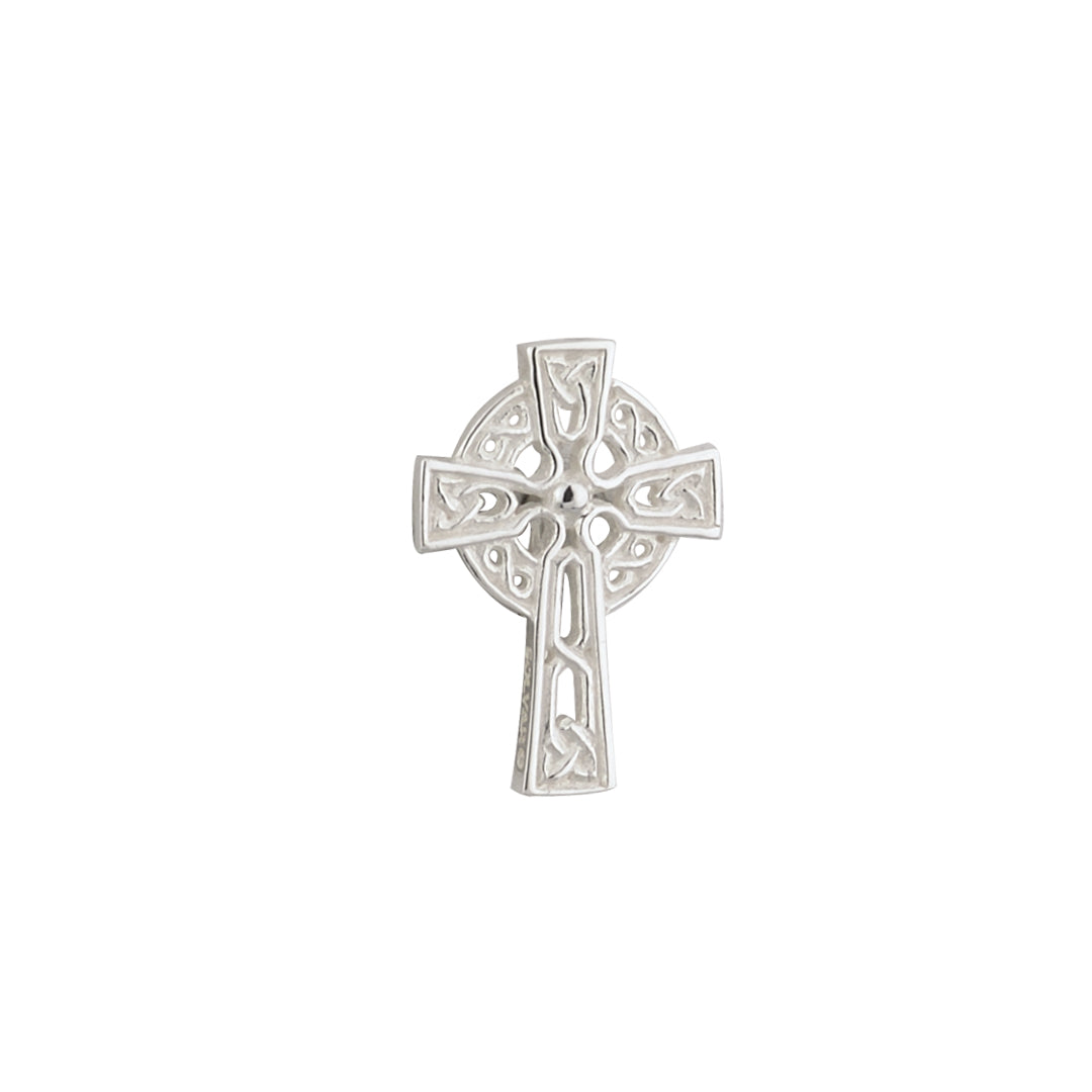 rhodium plated celtic cross communion clutch pin s7409 from Solvar