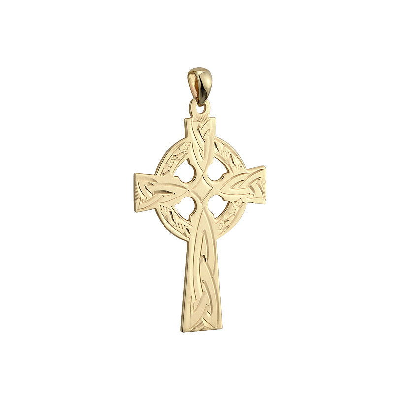 plain image of solvar hand engraved heavy celtic cross charm on the white background