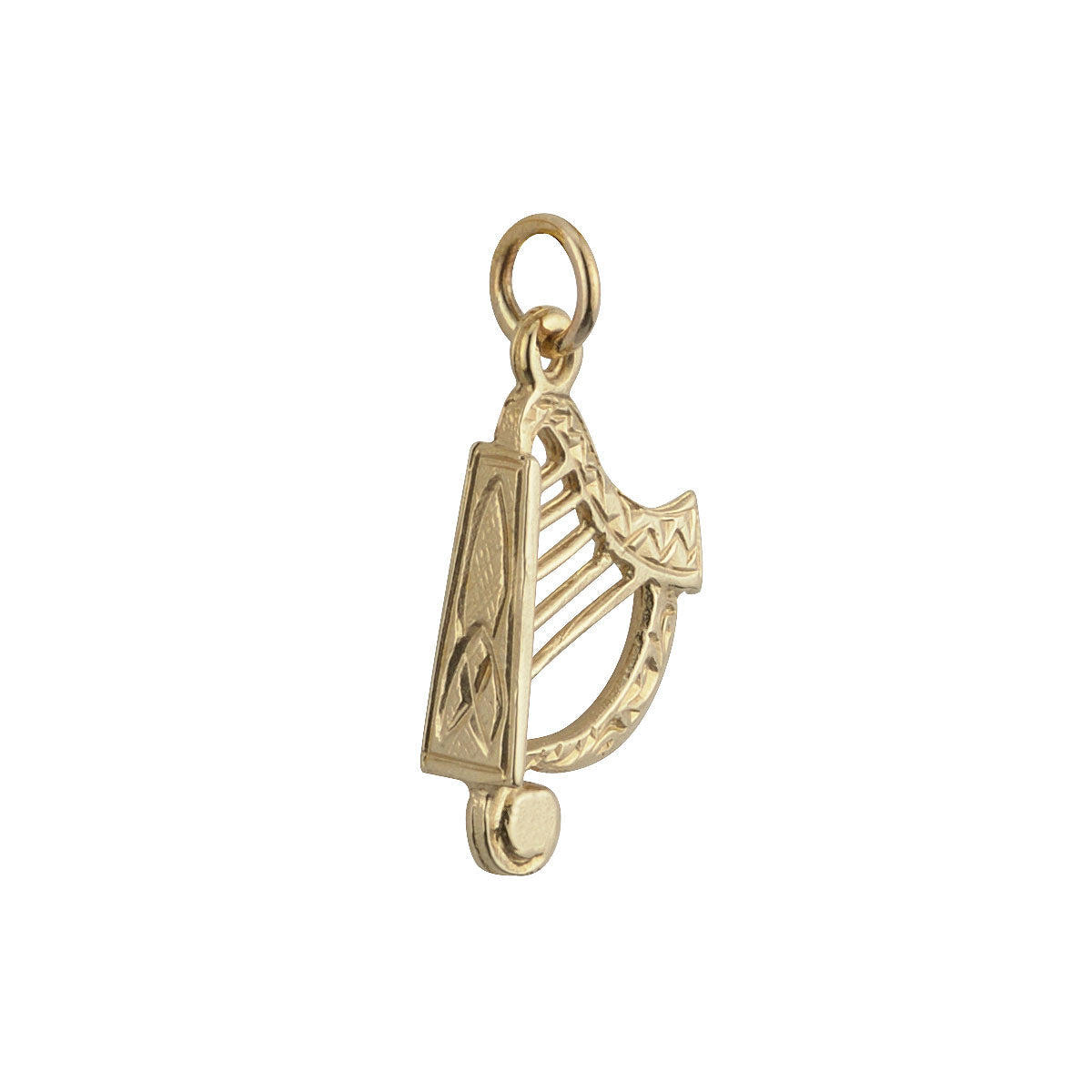 nine karat Gold Small Harp Charm S8179 from Solvar Jewellers, Ireland