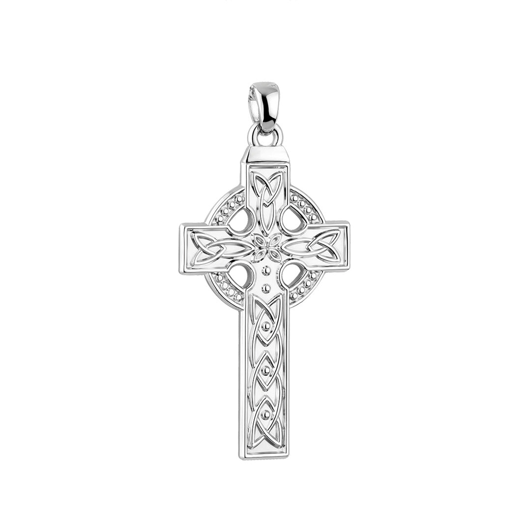 plain image of solvar white gold large celtic cross on the white background