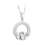 april birthstone white crystal claddagh necklace  S46117-04 from Solvar