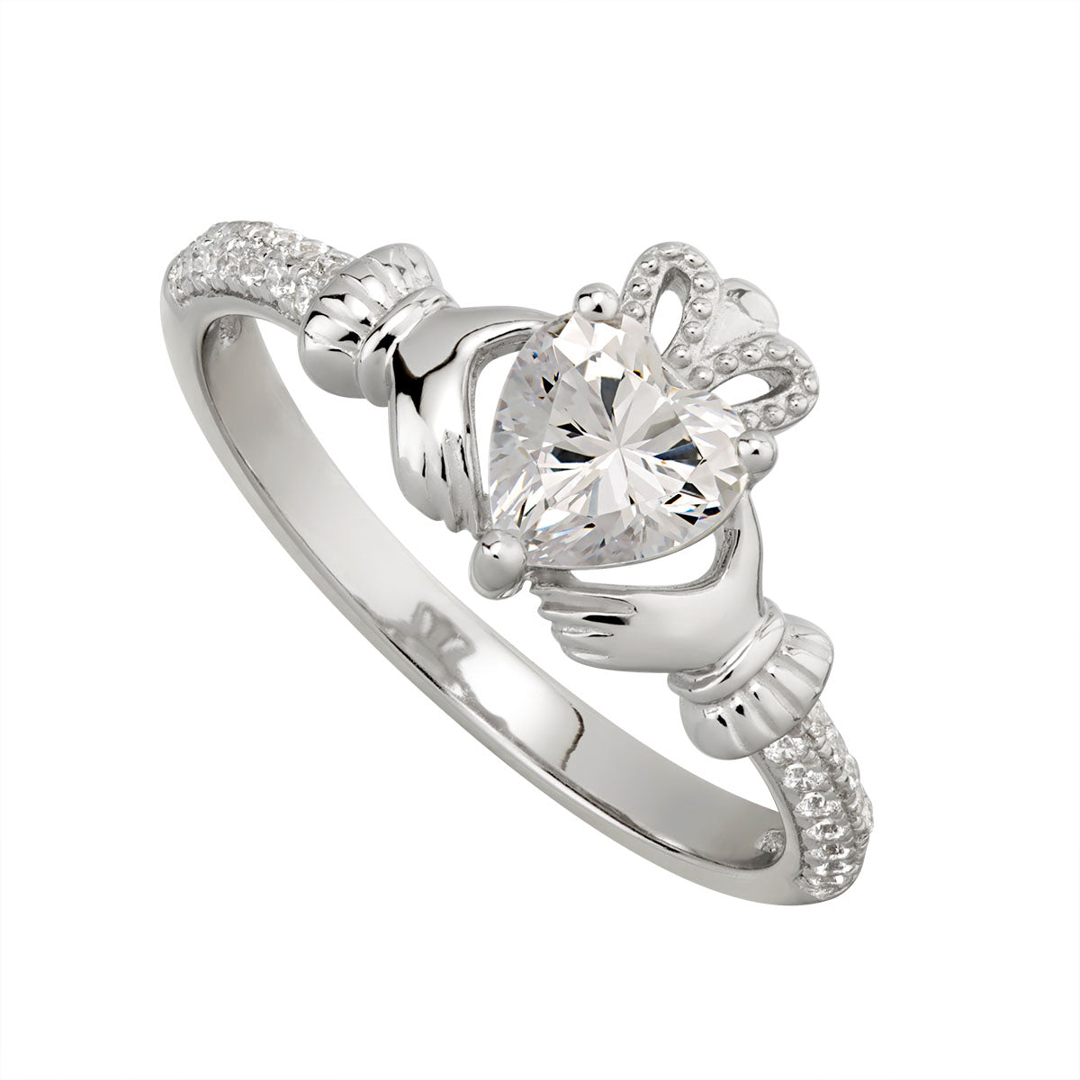 sterling silver claddagh ring april birthstone s2106204 from Solvar