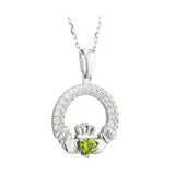 august birthstone peridot claddagh necklace  S46117-08 from Solvar