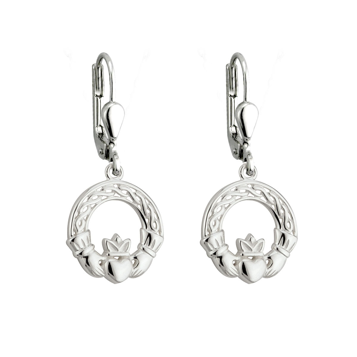 sterling silver celtic claddagh drop earrings s33271 from Solvar