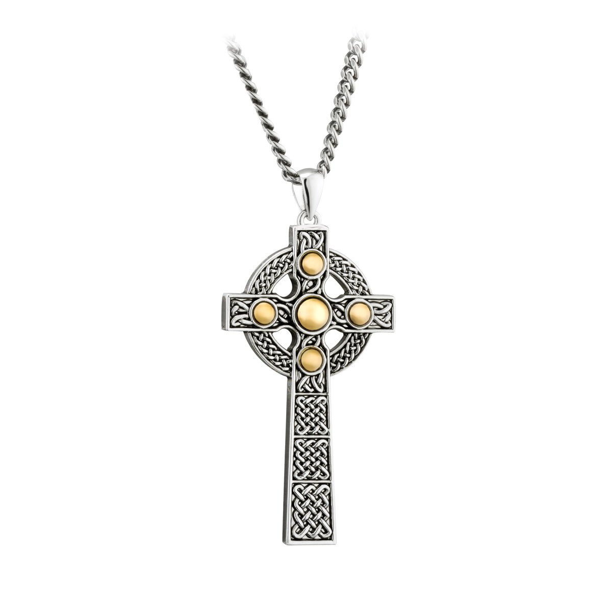 large sterling silver cross pendant s46305 with 10 karat gold dome from Solvar