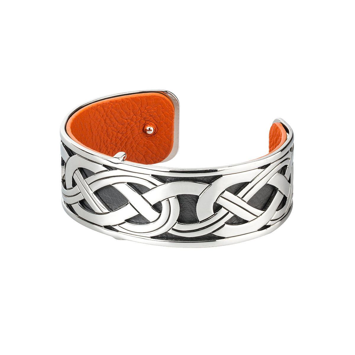 rhodium plated leather celtic cuff bangle s50003 from Solvar