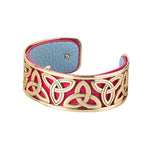 gold plated leather trinity knot cuff bangle s50005 from Solvar