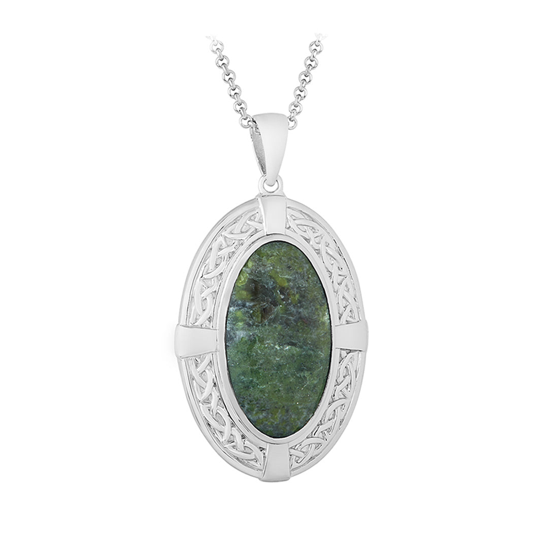 Product image of Sterling Silver Oval Marble Celtic Shield Pendant from Solvar jewellery