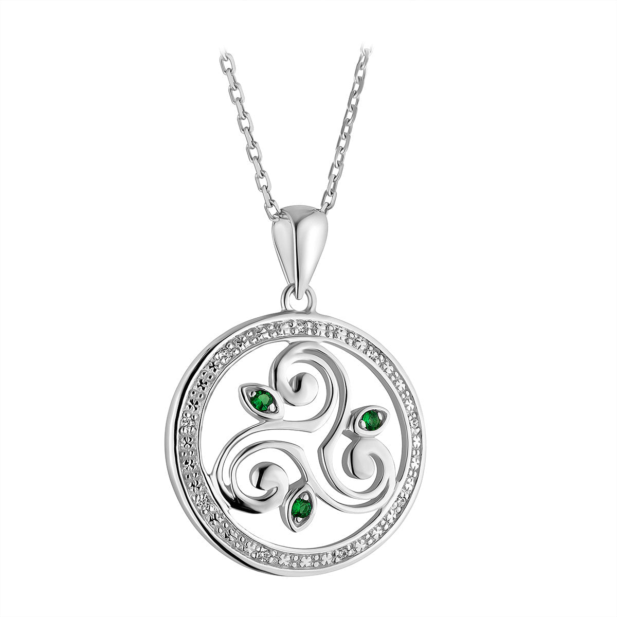 sterling silver crystal spiral circle pendant S46800 from Solvar