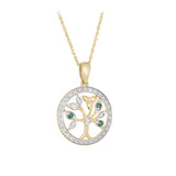 Solvar 14k gold diamond and emerald tree of life necklace S46911