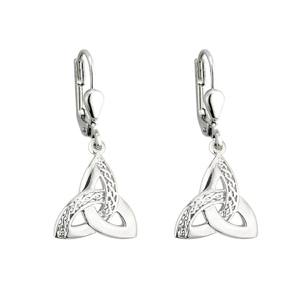 Silver Celtic Trinity Knot Drop Earrings – Solvar Jewellery