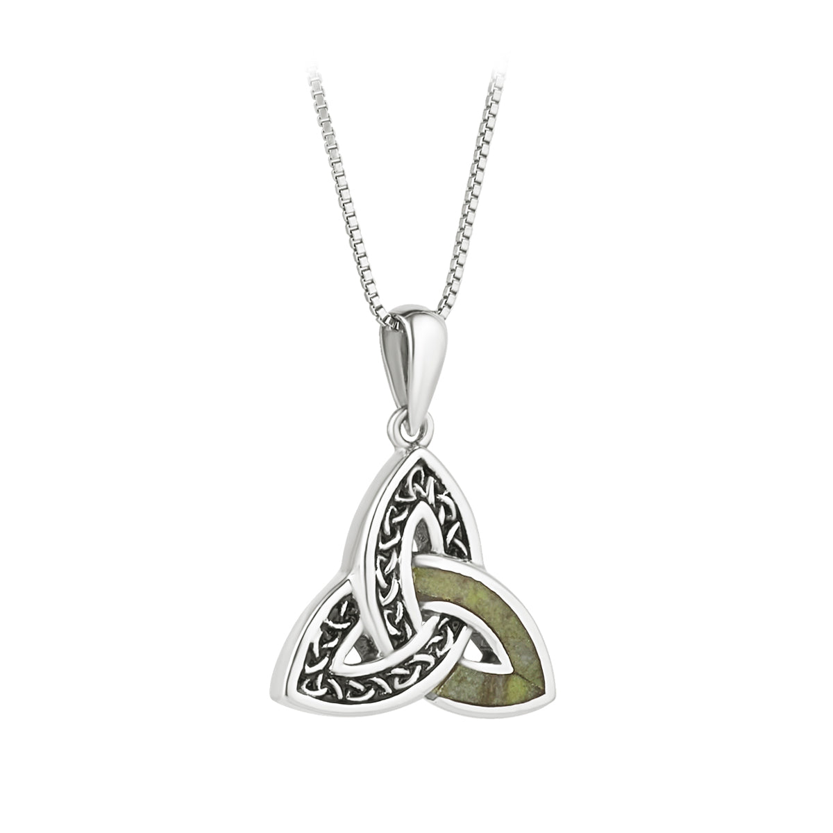 Sterling Silver Marble Celtic Trinity Knot Necklace S47058 on white background