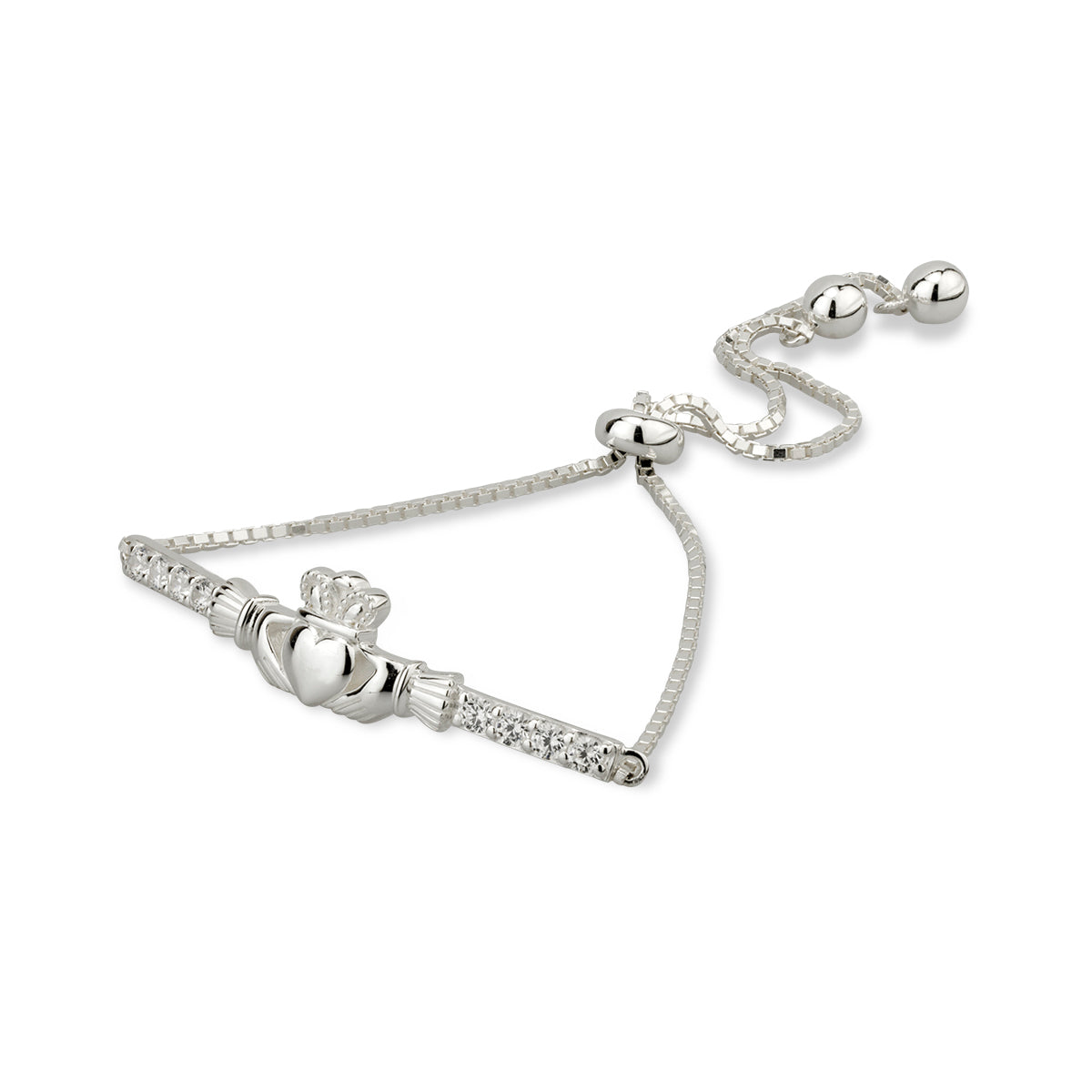 sterling silver cubic zirconia claddagh draw string bracelet s5971 from Solvar