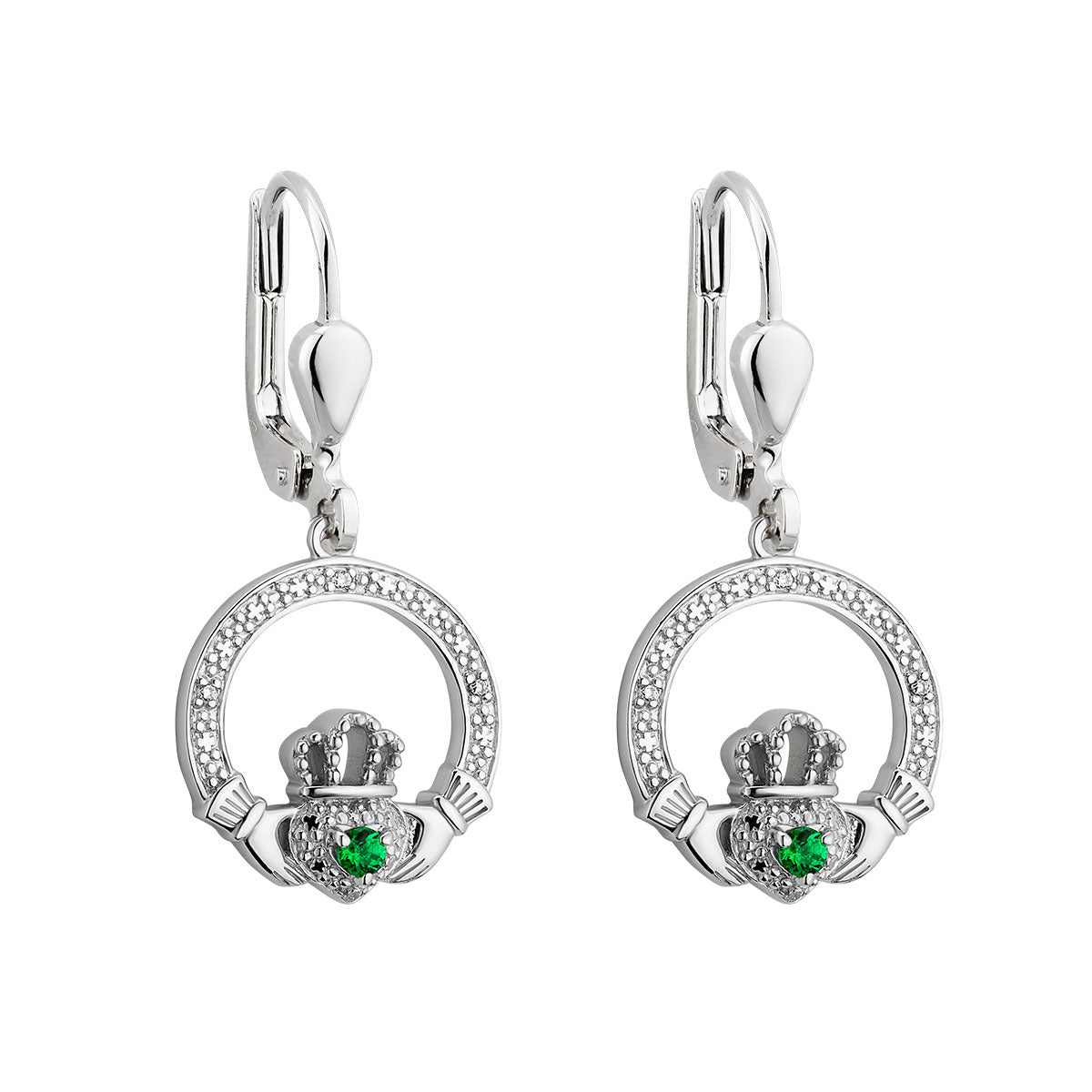 sterling silver crystal illusion claddagh drop earrings s34021 from Solvar