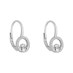 stock image of Sterling Silver Cz Round Claddagh Drop Earrings from Solvar