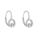 stock image of Sterling Silver Cz Round Claddagh Drop Earrings from Solvar