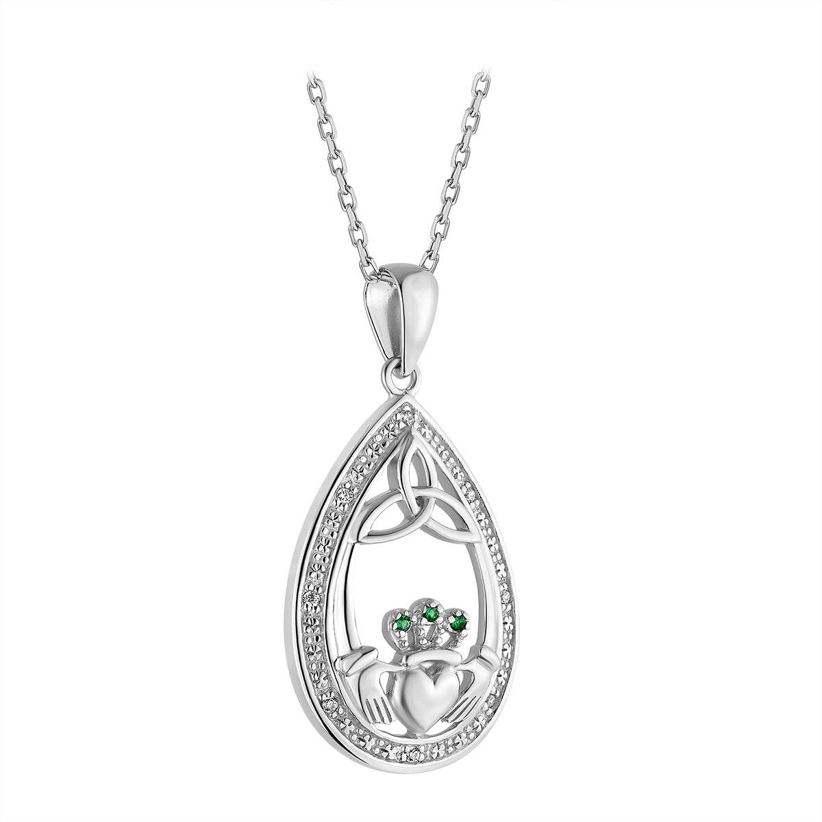 sterling silver crystal claddagh oval pendant S46801 from Solvar