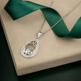 lifestyle image of claddagh oval celtic necklace s46801