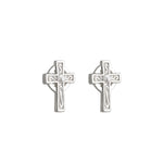 rhodium plated pearl cross stud earrings s33315 from Solvar