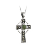 sterling silver connemara marble marcasite cross pendant s44727 from Solvar