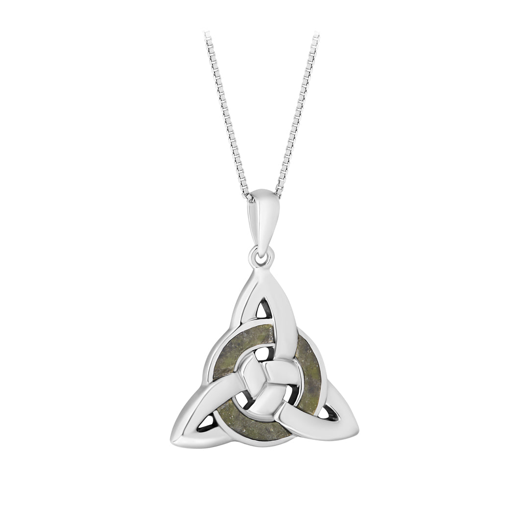 stock image of Silver Connemara Marble Celtic Knot Pendant from Solvar