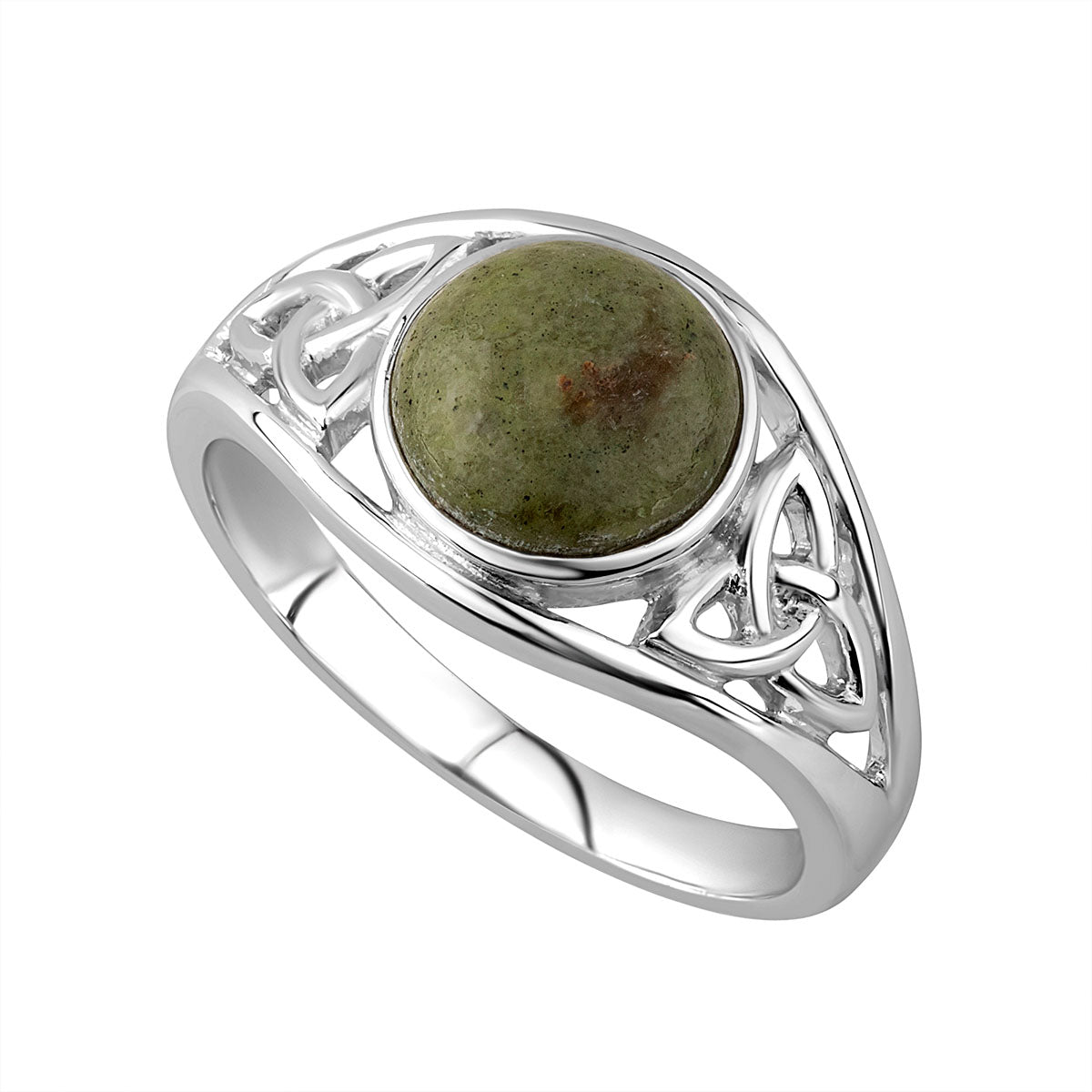 sterling silver connemara marble celtic trinity knot ring s2832 from Solvar