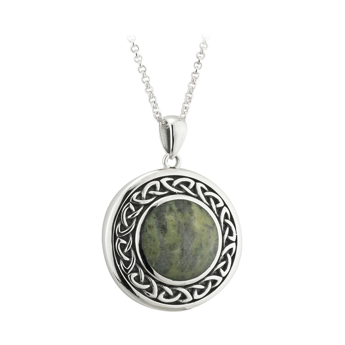 Round connemara marble silver celtic pendant S46133 from Solvar