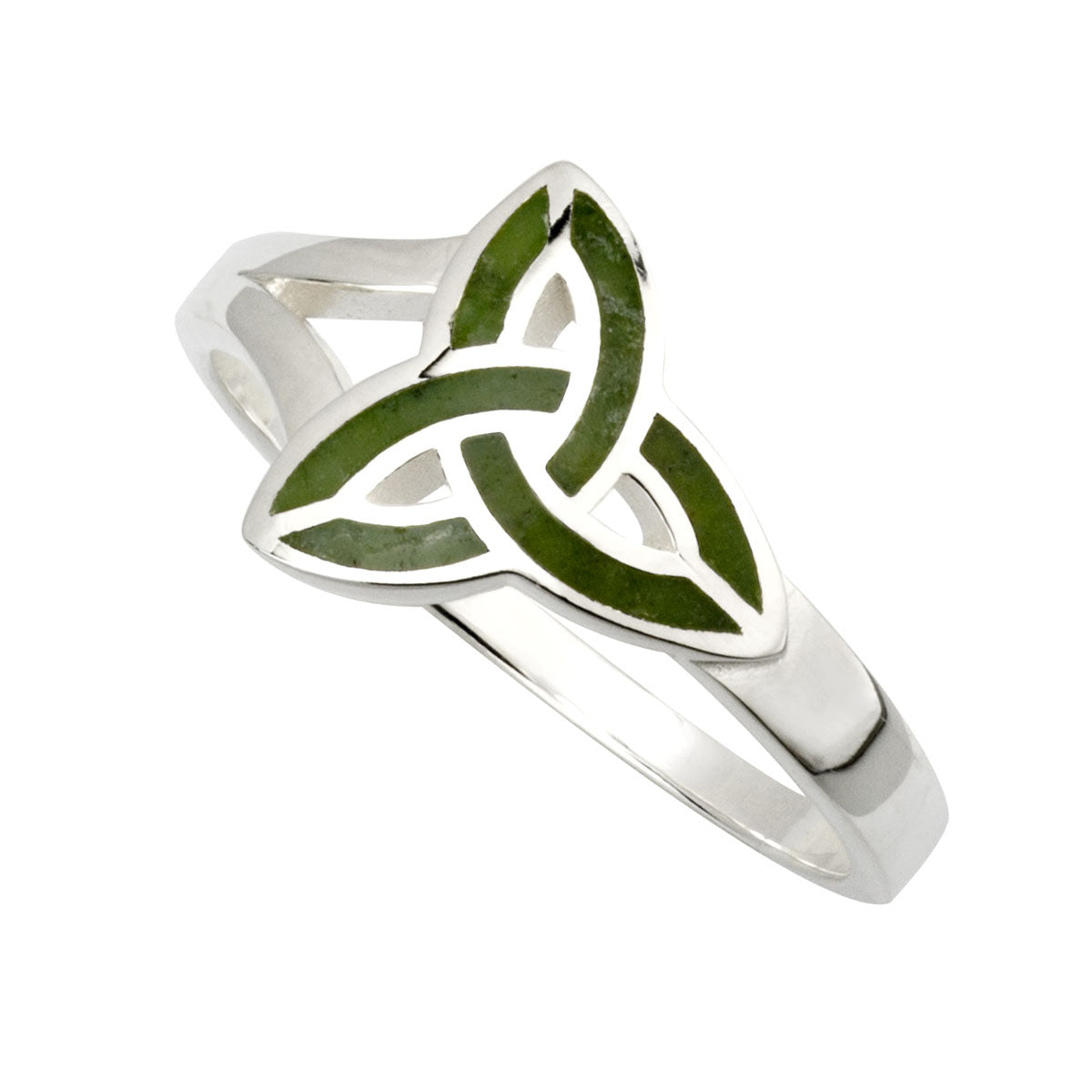 ladies sterling silver connemara marble trinity knot ring s21035 from Solvar