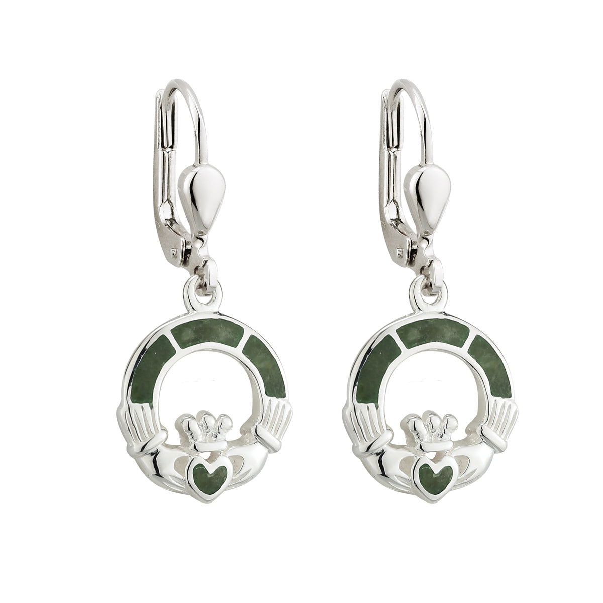 sterling silver connemara marble claddagh drop earrings s33590 from Solvar