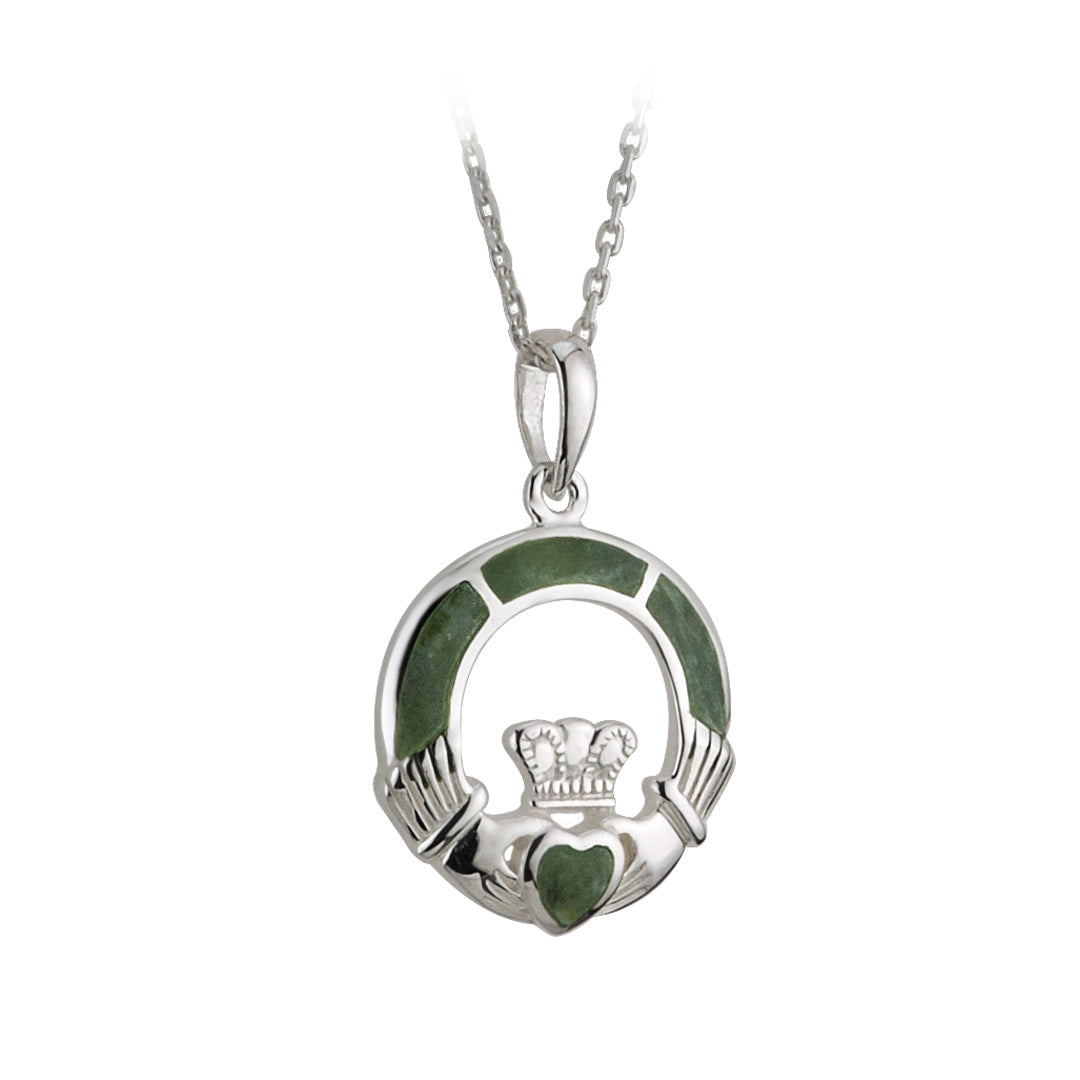 sterling silver connemara marble claddagh pendant s44700 from Solvar