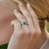 Solvar Connemara marble Claddagh ring on a model
