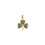 stock image of gold connemara marble shamrock charm from Solvar  jewellery